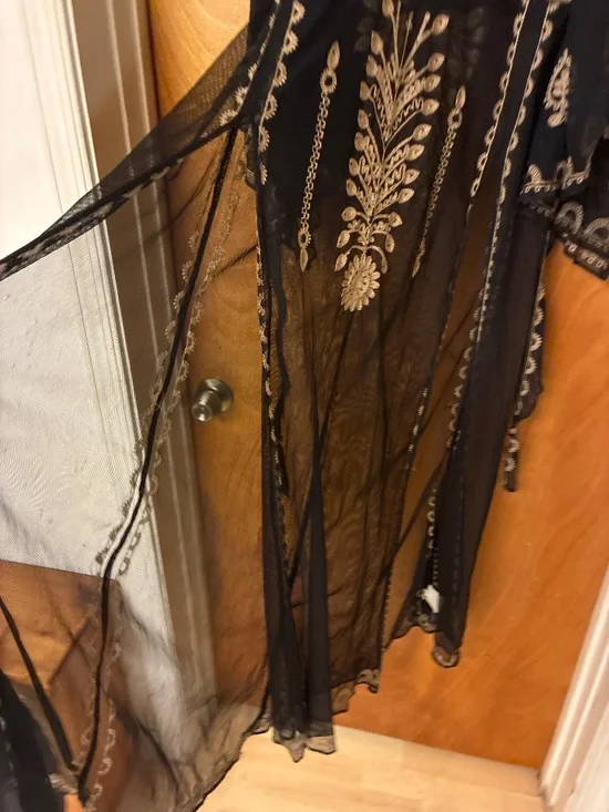 Denim and Supply Ralph Lauren Sheer Black Gold embroidered Maxi - Picture 3 of 4